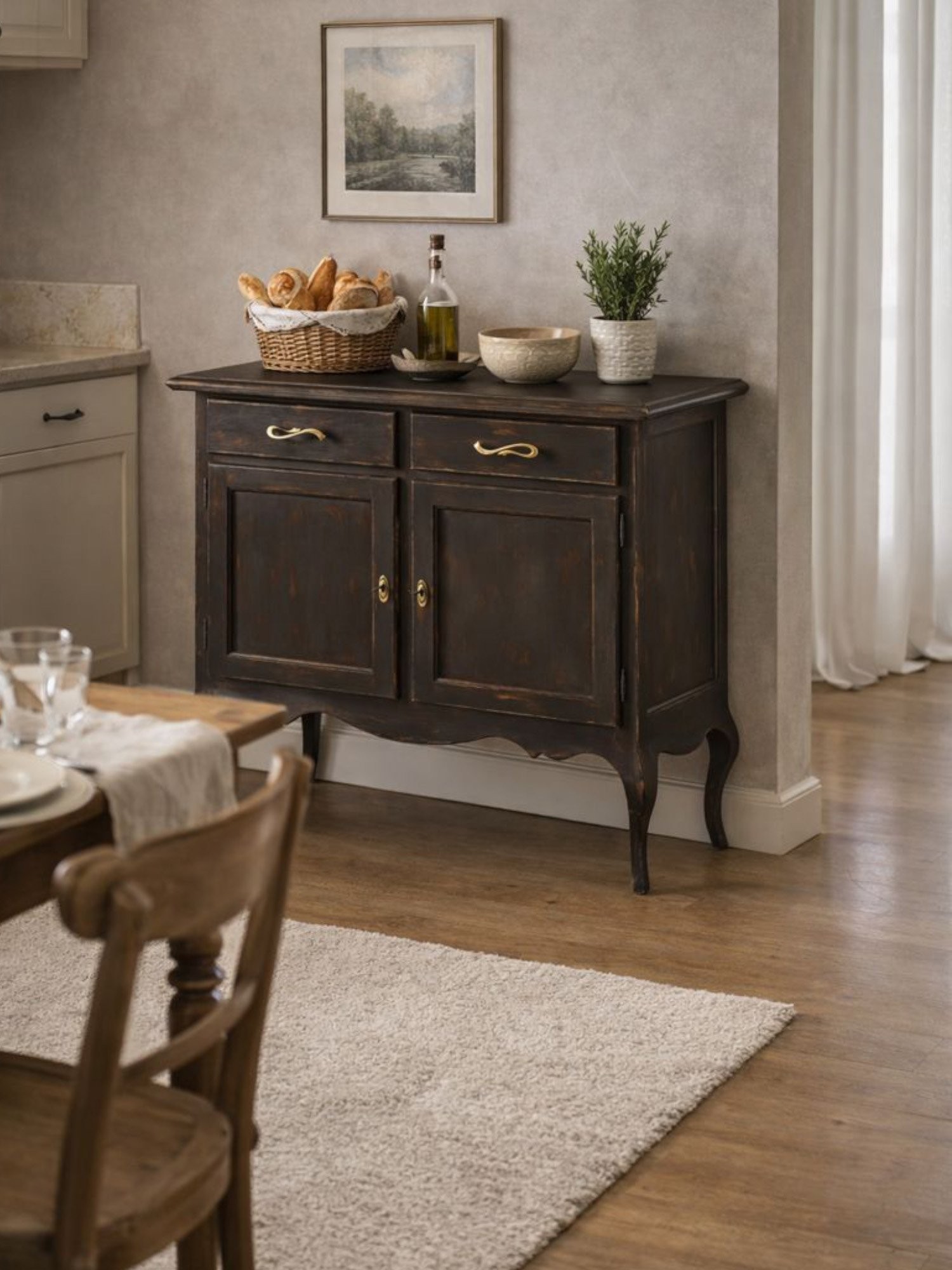 Credenza shabby chic e country marrone ambiente